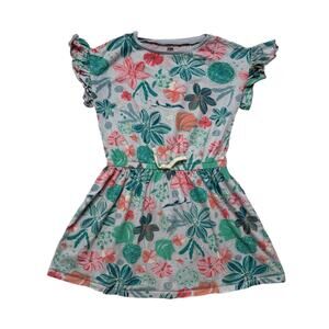 TEA COLLECTION Garden Under The Sea Tie Waist Ruffle Dress Size 7 Girls 23M12306